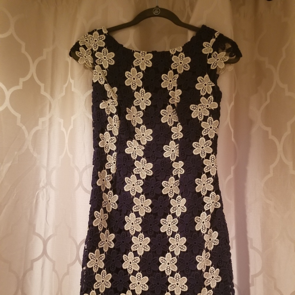 Lilly Pulitzer Barbara Dress in Navy and Gold